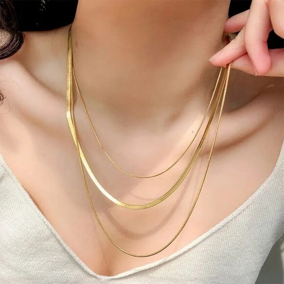 Jewelry - 3 Layer Snake Bone Thick Chain Choker Necklaces
